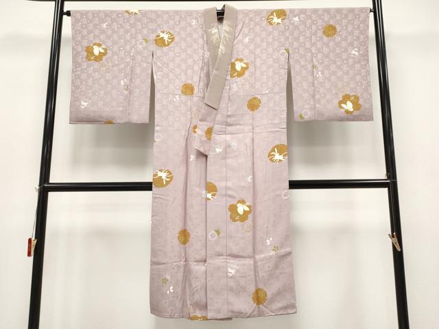 平和屋着物●上質な長襦袢　袷　跳兎雪輪花蝶文　半衿刺繍　薄柿色地　逸品　CYAA4683s6