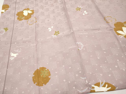 平和屋着物●上質な長襦袢　袷　跳兎雪輪花蝶文　半衿刺繍　薄柿色地　逸品　CYAA4683s6