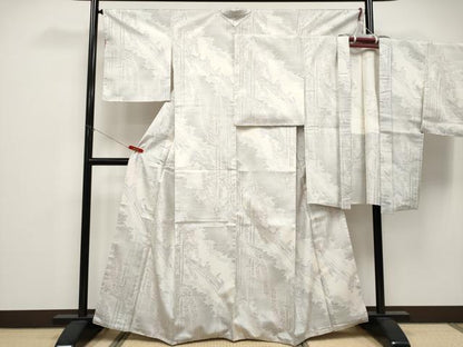 平和屋着物●極上　本場大島紬　白大島　アンサンブル　藤花房　休み鳥　逸品　未使用　CYAA4687s6