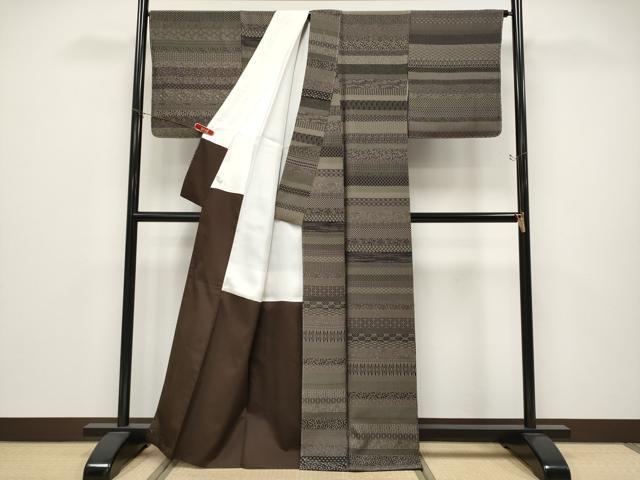 平和屋着物●極上　江戸小紋　お召地　百柄　黒地　逸品　未使用　CYAA4688s6