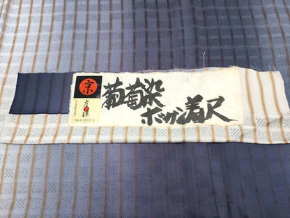 平和屋着物●極上　小紋　京友禅　葡萄染ボカシ　格子柄　証紙付き　逸品　未使用　CYAA4689s6