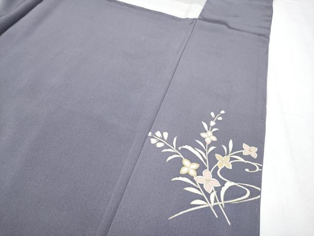 平和屋着物●極上　訪問着　駒刺繍　花唐草文　暈し染め　金彩　薄鼠色地　逸品　未使用　CYAA4690s6