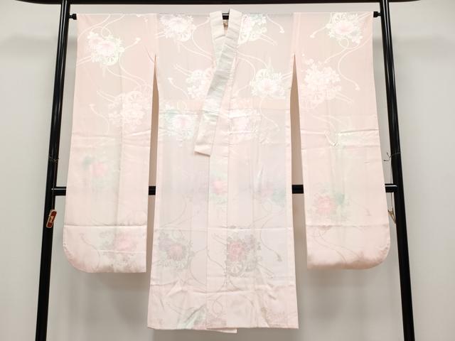 平和屋本店●極上　本場琉球紅型　振袖・長襦袢セット　紅型　花鳥文　洒落柿色地　鬼しぼ縮緬　逸品　CYAA4692s6