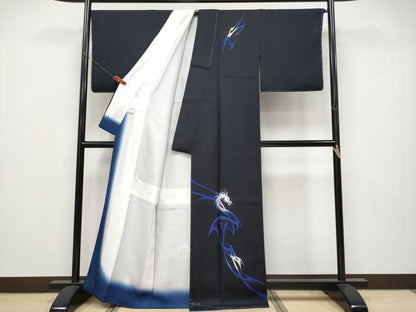 平和屋本店●極上　訪問着　龍　金彩　濃紺地　逸品　CYAA4696s6
