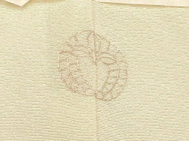 平和屋本店●極上　中国三大刺繍　スワトウ刺繍　訪問着　作家物　横段花唐草文　鳥の子色地　反端付き　逸品　未使用　CYAA4698s6