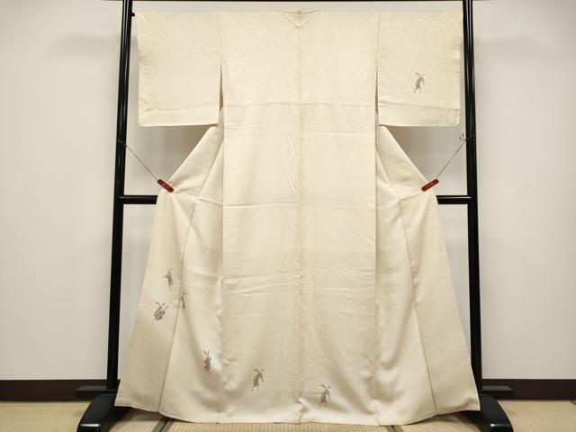 平和屋着物●極上　訪問着　兎　演奏　暈し染め　鳥の子色地　逸品　未使用　CYAA4699s6