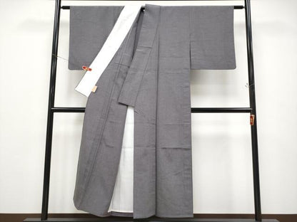 平和屋着物▽極上 結城紬 単衣 結城屋 もめんちぢみ 丼鼠色地 証紙付き 逸品 CYAA4701s6