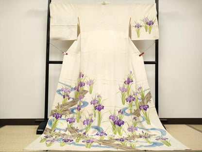 平和屋本店＊希少　夏物　訪問着　お引きずり・お引き摺り　絽　舞妓　芸妓　八ツ橋　薄卵色地　八掛付き　逸品　CYAA4709s6