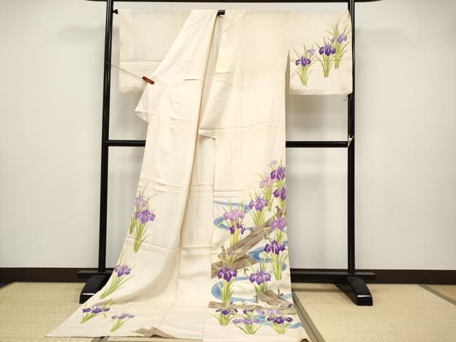 平和屋本店＊希少　夏物　訪問着　お引きずり・お引き摺り　絽　舞妓　芸妓　八ツ橋　薄卵色地　八掛付き　逸品　CYAA4709s6