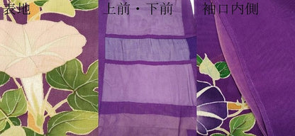 平和屋本店＊希少 夏物 訪問着 お引きずり・お引き摺り 紗 舞妓 芸子 朝顔 桑の実色地 八掛付き 逸品 CYAA4710s6