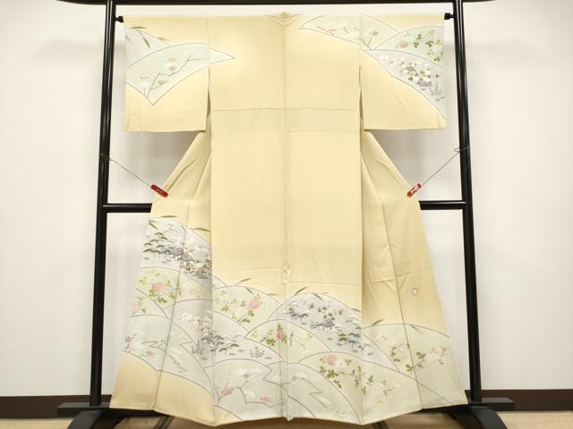 平和屋着物●極上　名門・上野家　四代目 上野真(二代目 上野為二)　訪問着　風景文　暈し染め　蜂蜜色地　逸品　CYAA4711s6