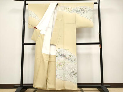 平和屋着物●極上　名門・上野家　四代目 上野真(二代目 上野為二)　訪問着　風景文　暈し染め　蜂蜜色地　逸品　CYAA4711s6