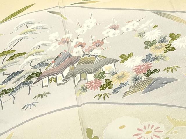 平和屋着物●極上　名門・上野家　四代目 上野真(二代目 上野為二)　訪問着　風景文　暈し染め　蜂蜜色地　逸品　CYAA4711s6