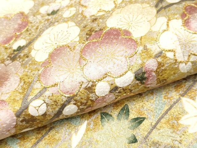 平和屋着物●極上　十日町 名門青柳高級ブランド　大喜百花　訪問着　駒刺繍　絞り　雪輪枝花文　金彩　褐色地　逸品　CYAA4713s6