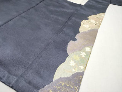 平和屋着物●極上　十日町 名門青柳高級ブランド　大喜百花　訪問着　駒刺繍　絞り　雪輪枝花文　金彩　褐色地　逸品　CYAA4713s6