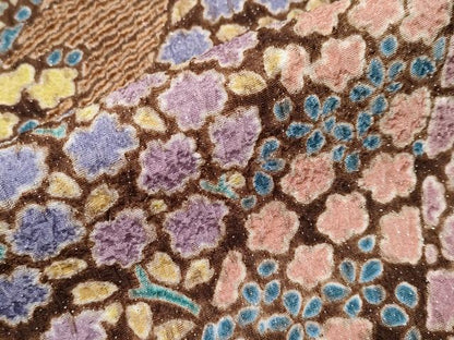 平和屋本店●極上　中国三大刺繍　相良刺繍　訪問着　おぼろ染　襲絞り　舞花文　銀通し地　鉄黒色地　逸品　未使用　CYAA4715s6