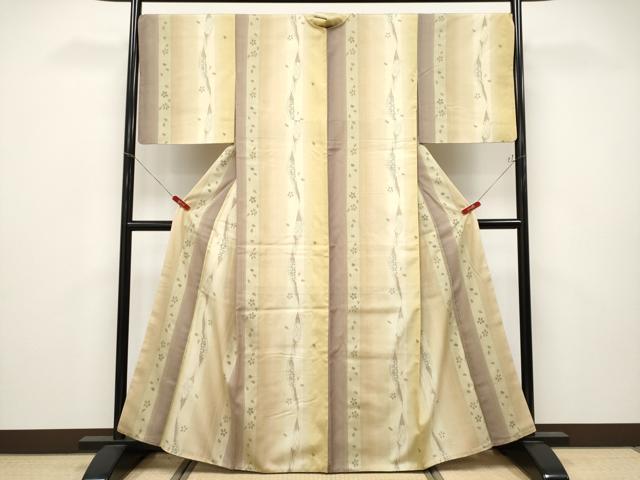 平和屋着物●極上　結城紬　奥順　はたおり娘　80亀甲　舞桜文　やまと誂製　逸品　CYAA4719s6