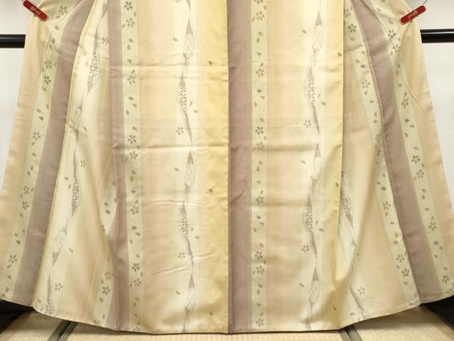 平和屋着物●極上　結城紬　奥順　はたおり娘　80亀甲　舞桜文　やまと誂製　逸品　CYAA4719s6