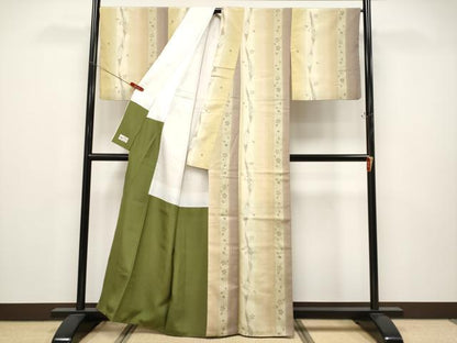 平和屋着物●極上　結城紬　奥順　はたおり娘　80亀甲　舞桜文　やまと誂製　逸品　CYAA4719s6