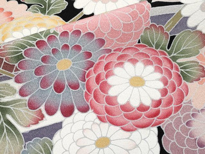 平和屋着物●極上　振袖　友禅　花車文　黒地　逸品　CYAA4720s6