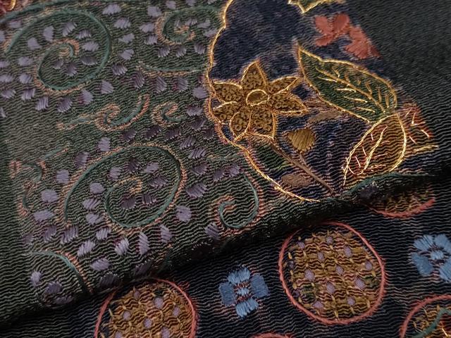 平和屋着物●極上　中国三大刺繍　スワトウ相良刺繍　総刺繍　訪問着　花唐草文　金糸　鬼しぼ縮緬　やまと誂製　逸品　CYAA4722s6