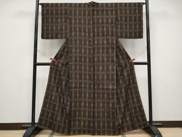 平和屋着物●極上　国指定重要無形文化財　本場久米島紬　手織　逸品　未使用　CYAA4732s6