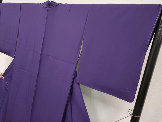 平和屋着物●極上　染色作家　斉藤三才　色無地　深紫色地　反端付き　逸品　未使用　CYAA4733s6
