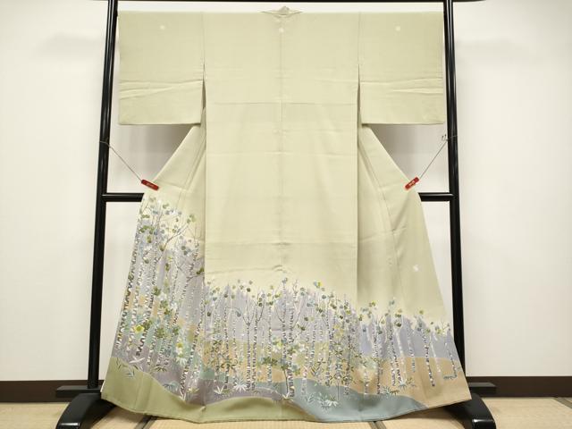 平和屋着物●極上　京友禅の人間国宝　上野為二　色留袖　樹林文　暈し染め　金糸　若芽色地　高島屋扱い　逸品　CYAA4735s6