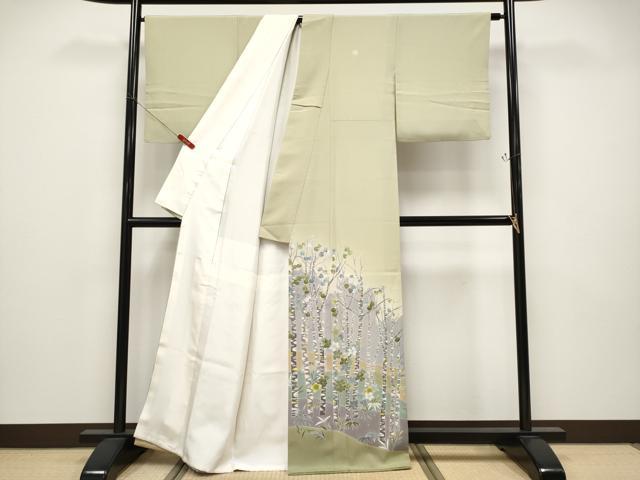 平和屋着物●極上　京友禅の人間国宝　上野為二　色留袖　樹林文　暈し染め　金糸　若芽色地　高島屋扱い　逸品　CYAA4735s6