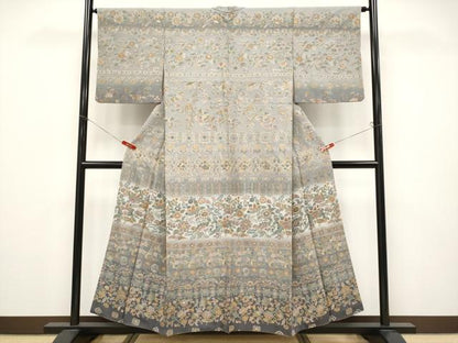 平和屋本店●極上　中国三大刺繍　スワトウ刺繍　総刺繍　訪問着　更紗花鳥唐草文　暈し染め　金糸　逸品　CYAA4739s6