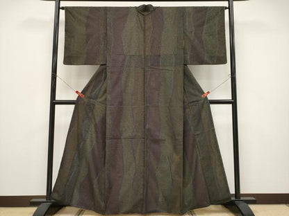 平和屋着物●極上　中国三大刺繍　スワトウ刺繍　総刺繍　小紋　変わり間道　黒地　逸品　CYAA4740s6