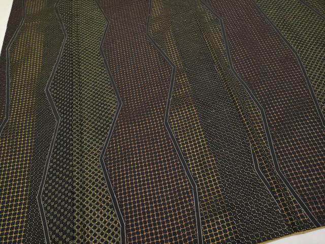 平和屋着物●極上　中国三大刺繍　スワトウ刺繍　総刺繍　小紋　変わり間道　黒地　逸品　CYAA4740s6