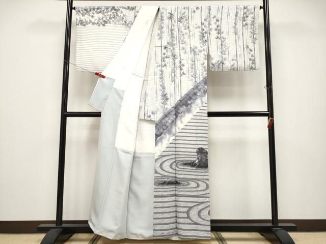 平和屋着物●極上　樋口敦也　訪問着　手描き　石庭文　白地　逸品　CYAA4742s6