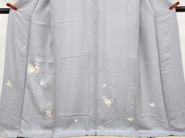 平和屋本店●極上　山口美術織物 皇室 伊勢神宮御用 西陣織 訪問着 唐織 舞花文 金糸 さが美扱い 桔梗鼠色地 逸品 未使用　CYAA4747s6