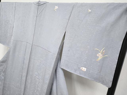 平和屋本店●極上　山口美術織物 皇室 伊勢神宮御用 西陣織 訪問着 唐織 舞花文 金糸 さが美扱い 桔梗鼠色地 逸品 未使用　CYAA4747s6