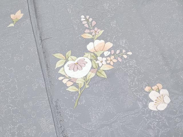 平和屋本店●極上　山口美術織物 皇室 伊勢神宮御用 西陣織 訪問着 唐織 舞花文 金糸 さが美扱い 桔梗鼠色地 逸品 未使用　CYAA4747s6