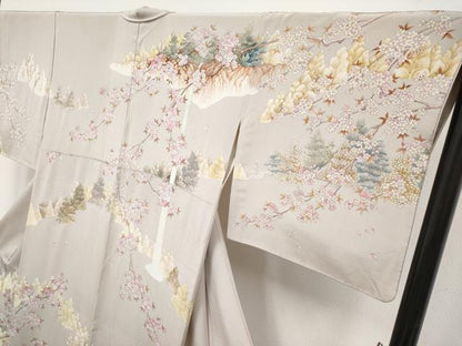 平和屋着物●極上　訪問着　作家物　風景文　灰梅色地　逸品　CYAA4748s6