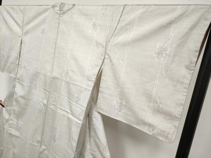 平和屋着物●極上　本場大島紬　白大島　9マルキ　枝花文　証紙付き　逸品　CYAA4749s6