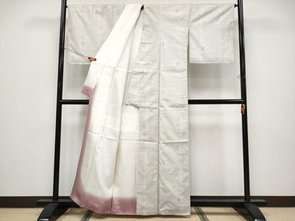 平和屋着物●極上　本場大島紬　白大島　9マルキ　枝花文　証紙付き　逸品　CYAA4749s6