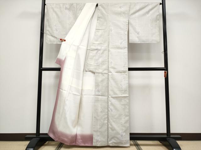 平和屋着物●極上　本場大島紬　白大島　9マルキ　枝花文　証紙付き　逸品　CYAA4749s6