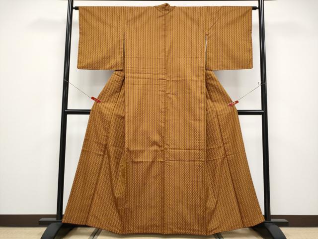 平和屋本店●極上　山下八百子　本場黄八丈　市松綾織　紬　逸品　CYAA4753s6