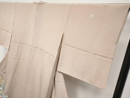 平和屋着物●極上　本加賀友禅作家　百貫華峰　色留袖　枝花文　白茶色地　反端付き　逸品　CYAA4757s6