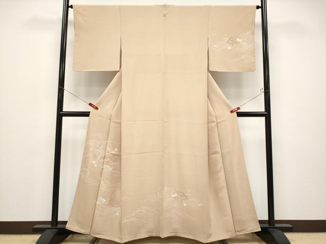 平和屋着物●極上　訪問着　駒刺繍　吹き寄せ文　金彩　伽羅色地　逸品　未使用　CYAA4760s6