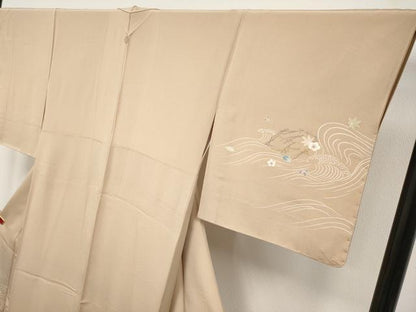 平和屋着物●極上　訪問着　駒刺繍　吹き寄せ文　金彩　伽羅色地　逸品　未使用　CYAA4760s6