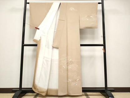 平和屋着物●極上　訪問着　駒刺繍　吹き寄せ文　金彩　伽羅色地　逸品　未使用　CYAA4760s6
