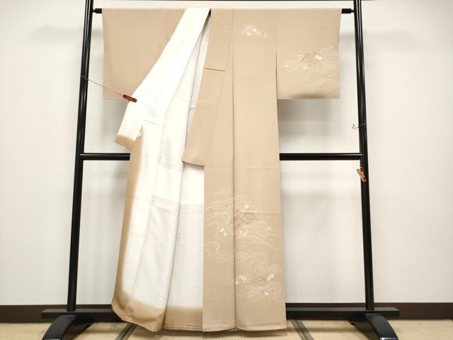 平和屋着物●極上　訪問着　駒刺繍　吹き寄せ文　金彩　伽羅色地　逸品　未使用　CYAA4760s6