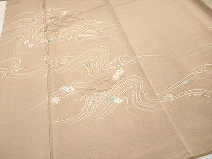 平和屋着物●極上　訪問着　駒刺繍　吹き寄せ文　金彩　伽羅色地　逸品　未使用　CYAA4760s6