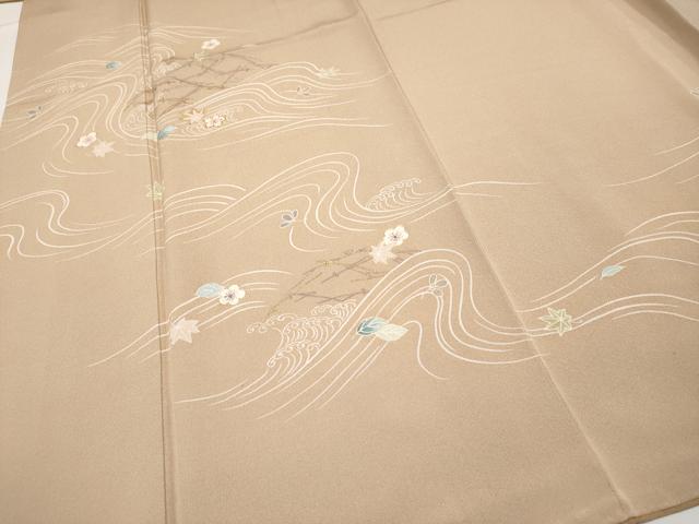 平和屋着物●極上　訪問着　駒刺繍　吹き寄せ文　金彩　伽羅色地　逸品　未使用　CYAA4760s6
