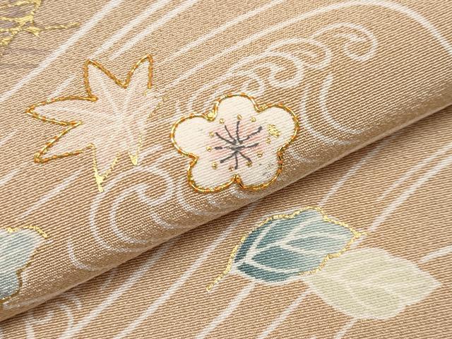 平和屋着物●極上　訪問着　駒刺繍　吹き寄せ文　金彩　伽羅色地　逸品　未使用　CYAA4760s6