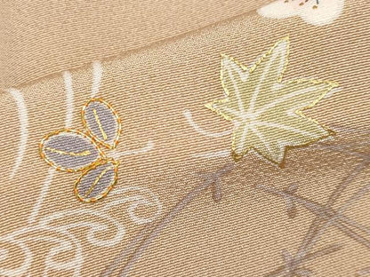 平和屋着物●極上　訪問着　駒刺繍　吹き寄せ文　金彩　伽羅色地　逸品　未使用　CYAA4760s6